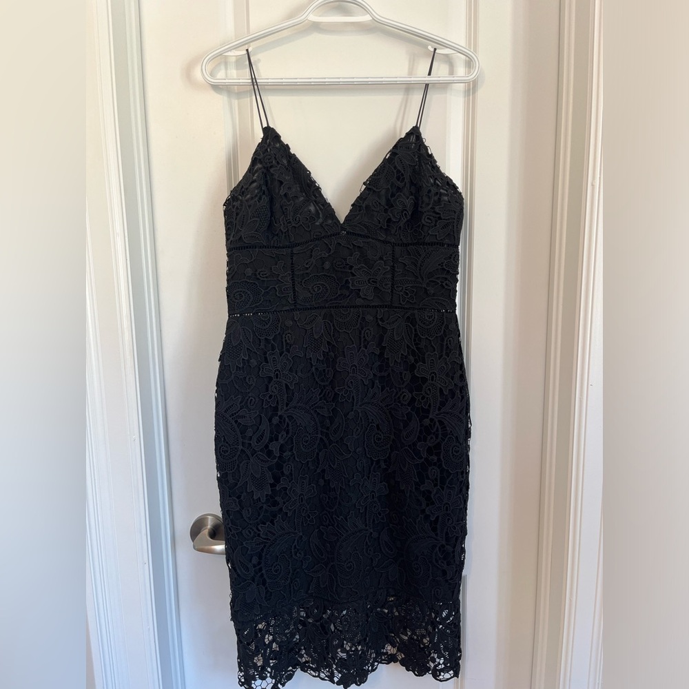 Black spaghetti strap lace dress
